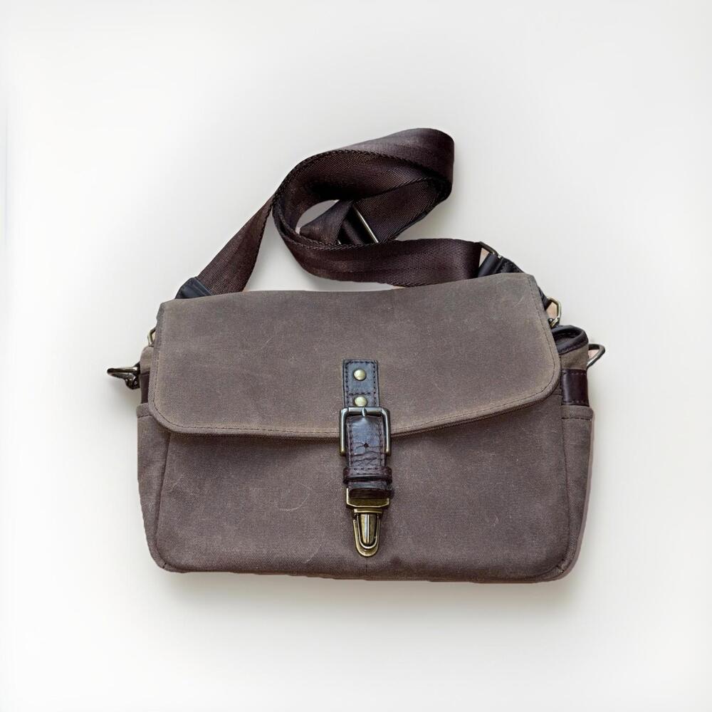 ONA The Bowery Camera Bag Canvas Leather Khaki Brown Shoulder Crossbody
